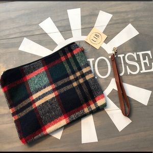 L.I.B New York blue plaid clutch/wristlet